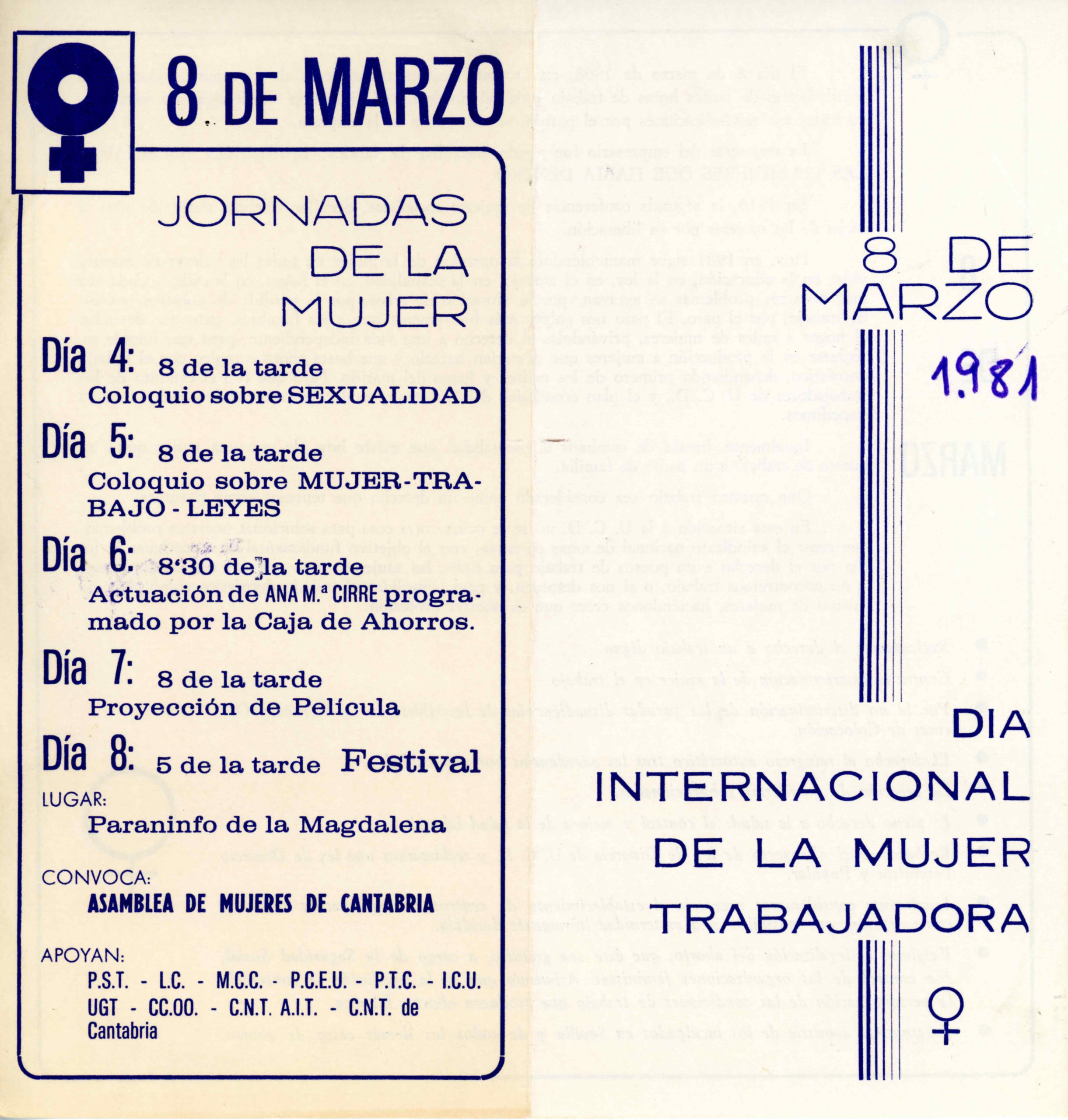 Desde 1981 celebrando el Día Internacional de la Mujer Trabajadora