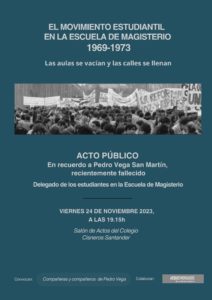 Acto público sobre el movimiento estudiantil en Cantabria durante la Dictadura