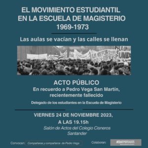Acto público sobre el movimiento estudiantil en Cantabria durante la Dictadura