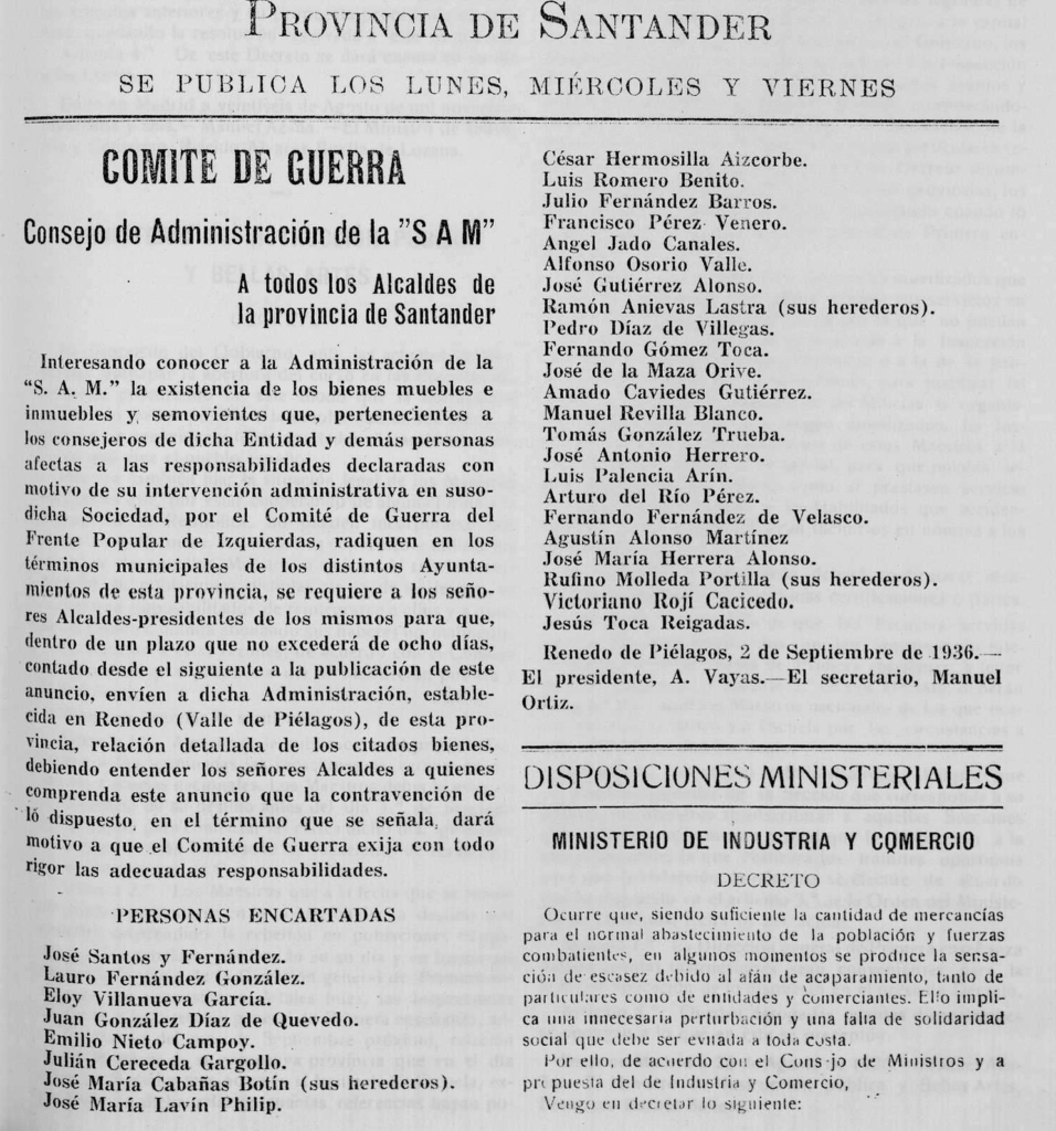 Boletín Oficial de la Provincia de Santander