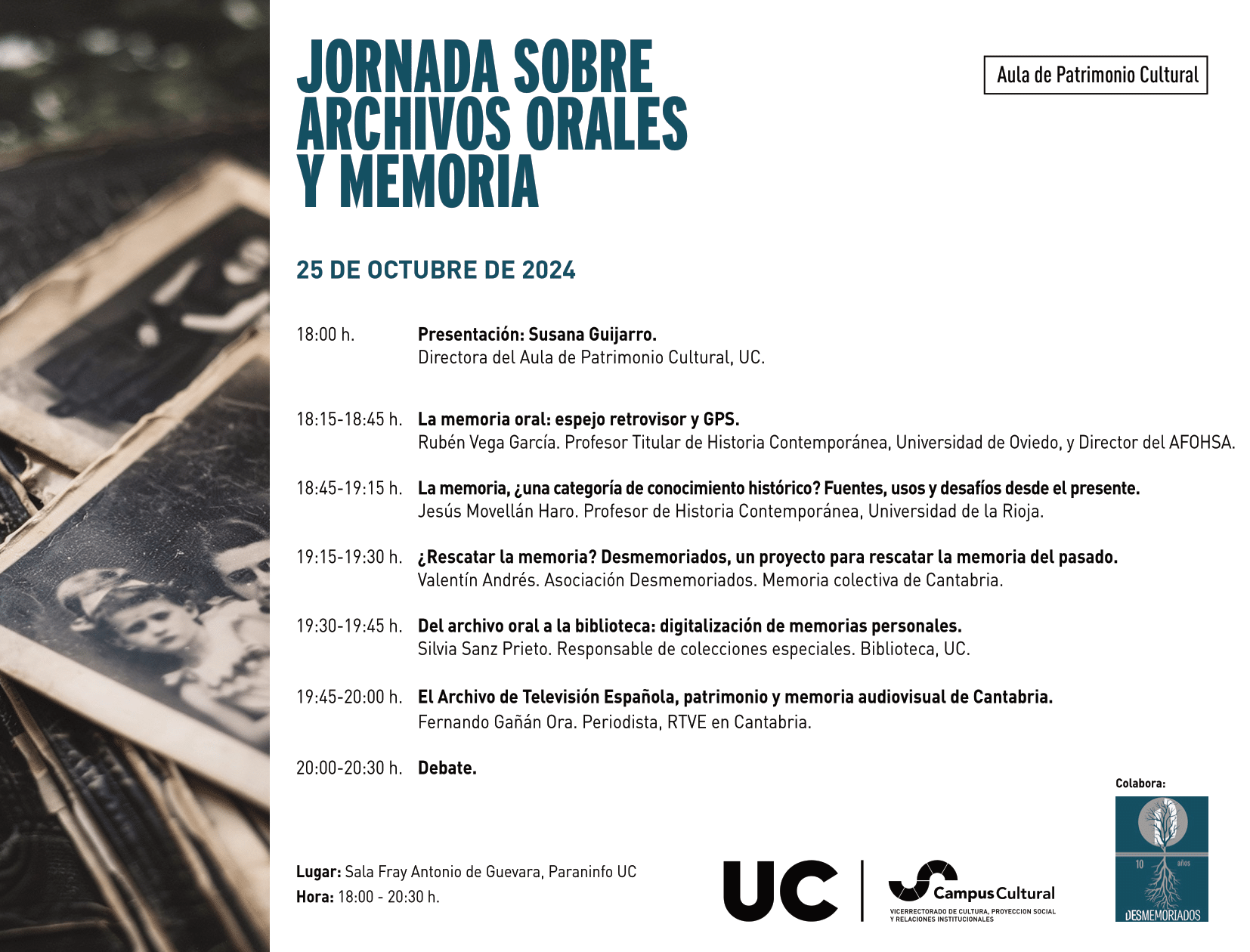 Folleto Jornada sobre archivos orales y memoria