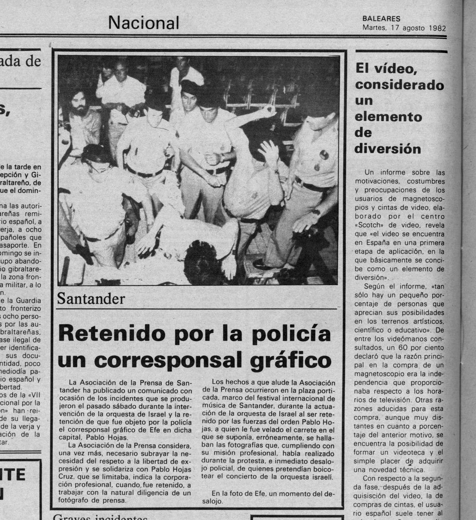 Baleares; órgano de Falange Española Tradicionalista y de las J.O.N.S. del 17 de agosto de 1982