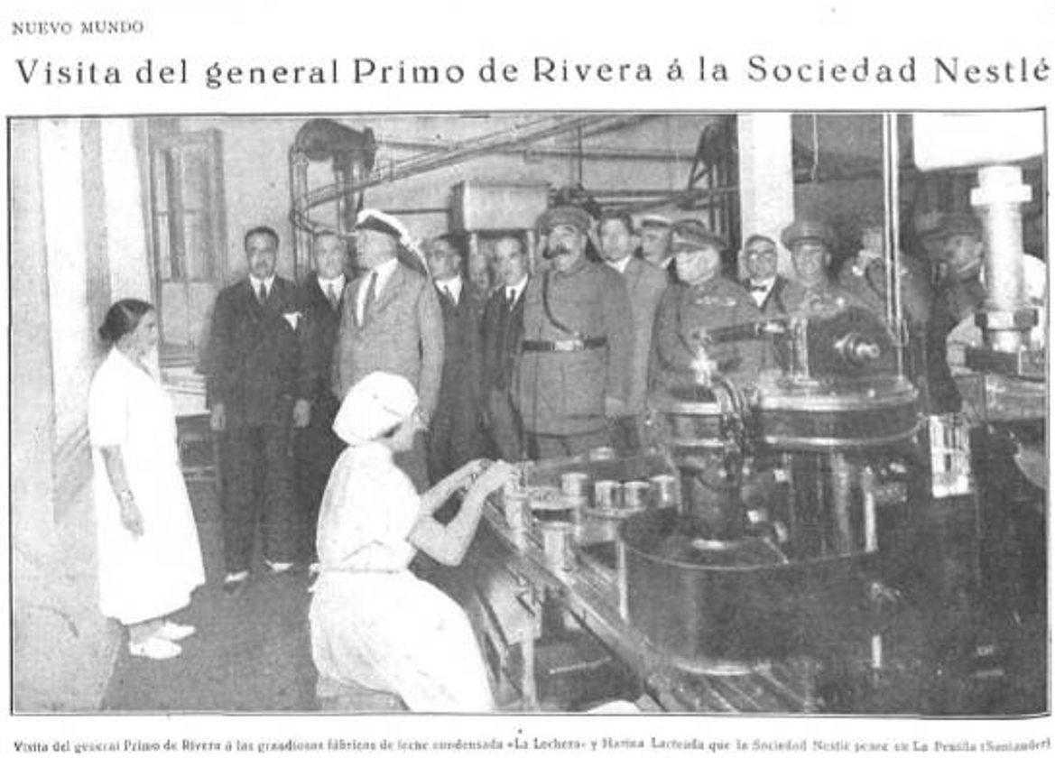 El general Primo de Rivera visita las instalaciones de Nestlé en La Penilla. Nuevo Mundo, 6/9/1929